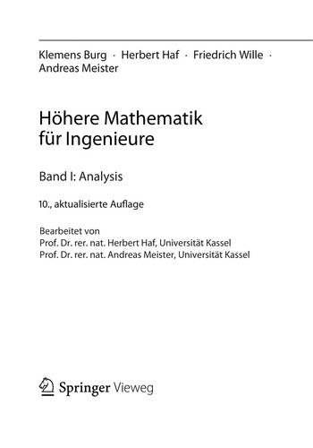 Cover for Höhere Mathematik für Ingenieure