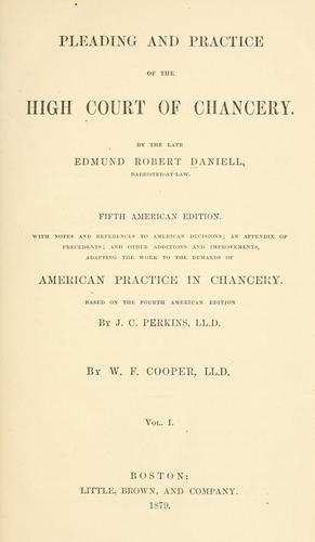 Cover for Pleading and practice of the High court of chancery.