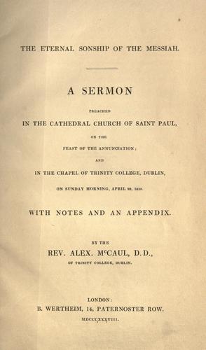 Cover for The eternal sonship of the Messiah