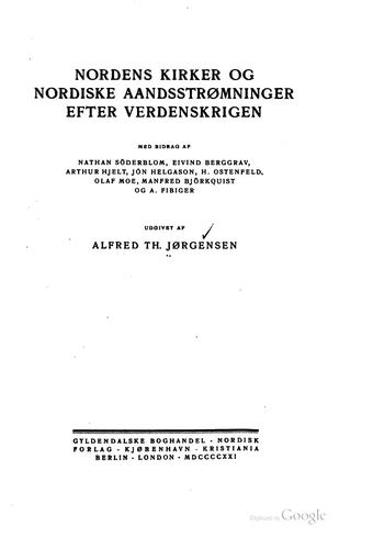 Cover for Nordens kirker og nordiske aandsstrømninger efter verdenskrigen
