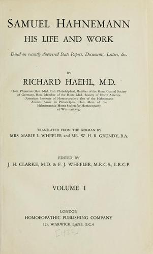 Cover for Samuel Hahnemann