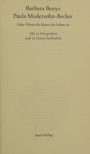 Cover for Paula Modersohn-Becker : Oder