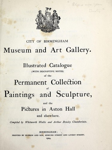 Cover for Illustrated Catalogue (with Descriptive Notes) of the Permanent Collection of Paintings and ...