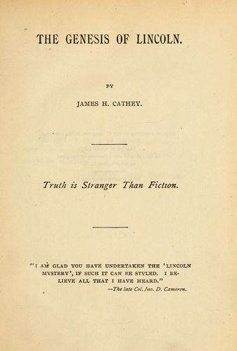 Cover for The genesis of Lincoln