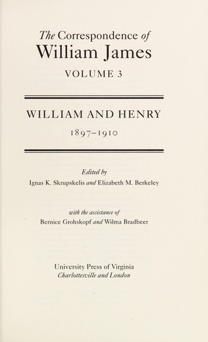 Cover for The Correspondence of William James