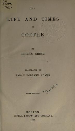 Cover for The life and times of Goethe