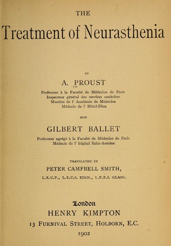 Cover for The treatment of neurasthenia