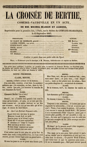 Cover for La croisee de berthe