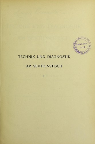 Cover for Technik und Diagnostik am Sektionstisch