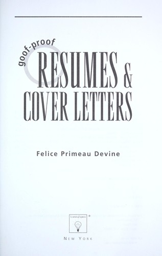 Cover for Goof-proof resumes & cover letters
