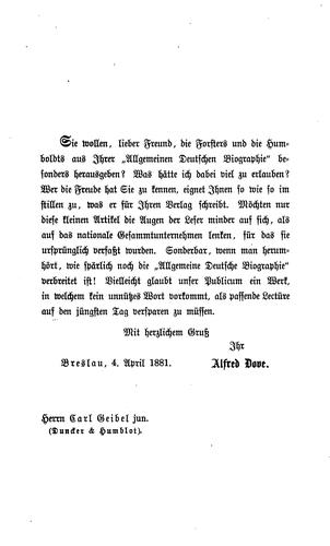 Cover for Die Forsters und die Humboldts