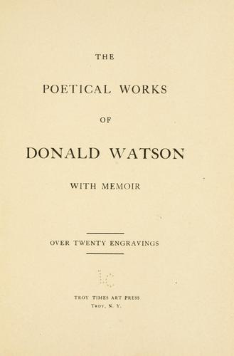 Cover for The poetical works of Donald Watson