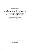 Cover for Poésie et éthique au XVIIe siècle