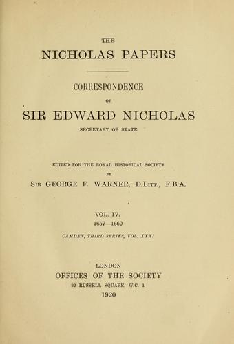 Cover for The Nicholas papers