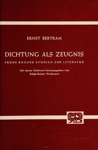Cover for Dichtung als Zeugnis.