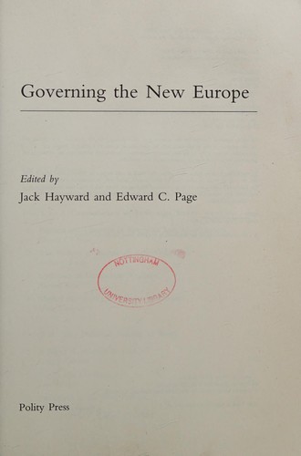 Cover for Governing the new Europe