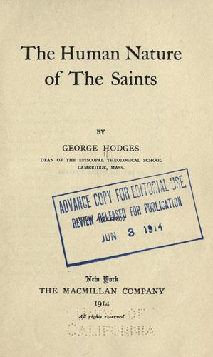 Cover for The human nature of the saints