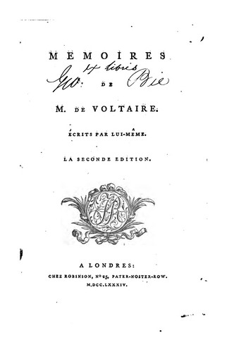 Cover for Mémoires de M. de Voltaire.