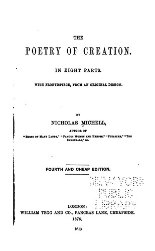 Cover for The Poetry of Creation: In Eight Parts ...