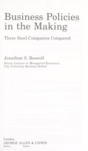Cover for Business policies in the making