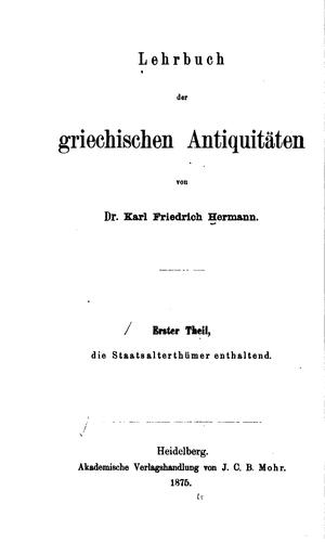 Cover for Lehrbuch der griechischen Antiquitäten
