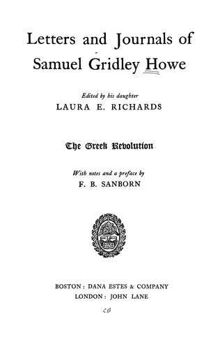 Cover for Letters and journals of Samuel Gridley Howe