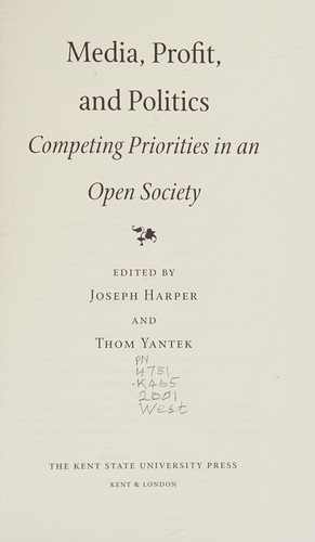 Cover for Media, profit, and politics