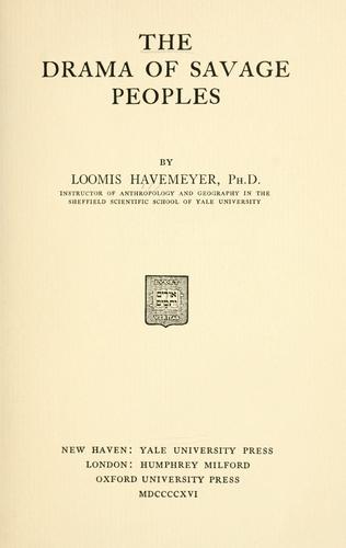 Cover for The drama of savage peoples