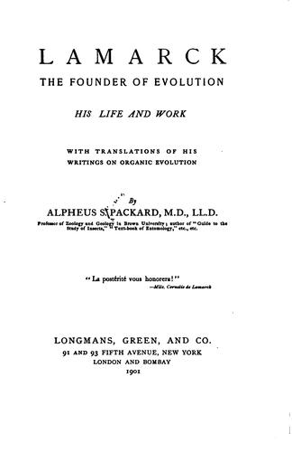 Cover for Lamarck, the founder of evolution: His Life and Work