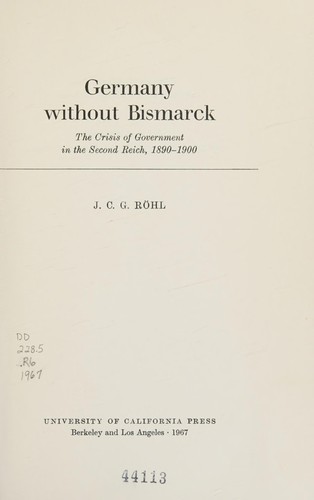 Cover for Germany without Bismarck