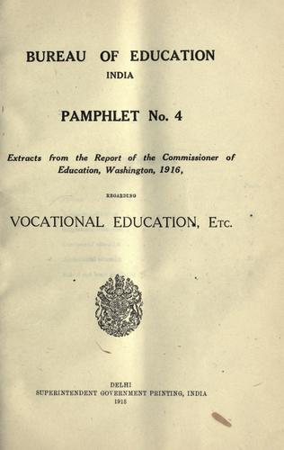 Cover for Extracts from the report of the commissioner of education, Washington, 1916, regarding vocational education, etc