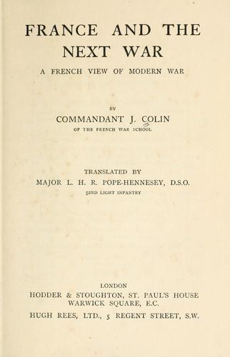 Cover for France and the next war
