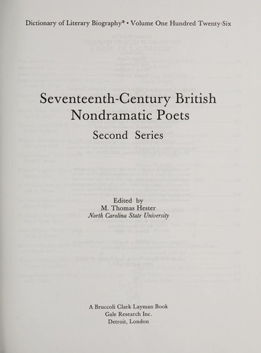 Cover for Seventeenth-Century British Nondramatic Poets