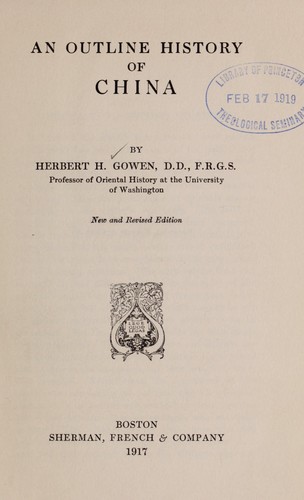 Cover for An outline history of China