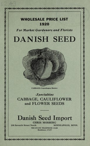 Cover for Wholesale price list 1920