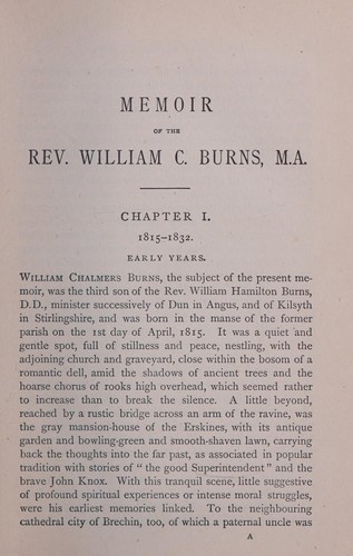 Cover for Memoir of the Rev. Wm. C. Burns, M.A.