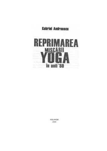 Cover for Reprimarea mișcării yoga în anii '80