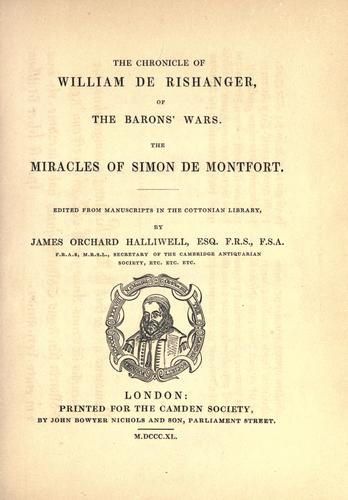 Cover for The chronicle of William de Rishanger, of the barons' war