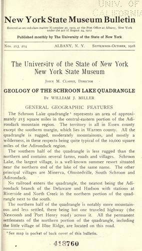 Cover for Geology of the Schroon Lake quadrangle