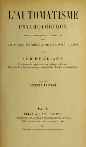 Cover for L'automatisme psychologique