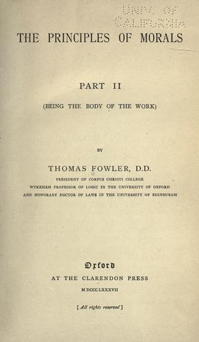 Cover for The principles of morals