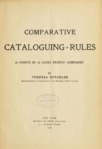 Cover for Comparative cataloguing-rules ...