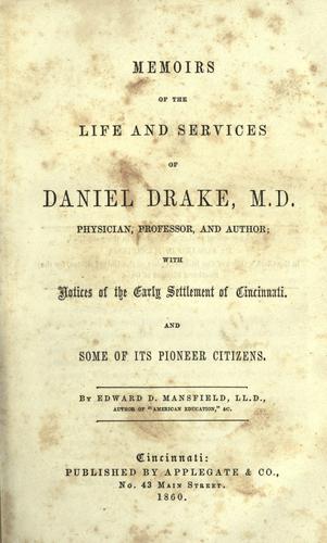 Cover for Memoirs of the life and services of Daniel Drake