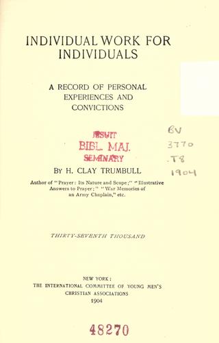 Cover for Individual work for individuals