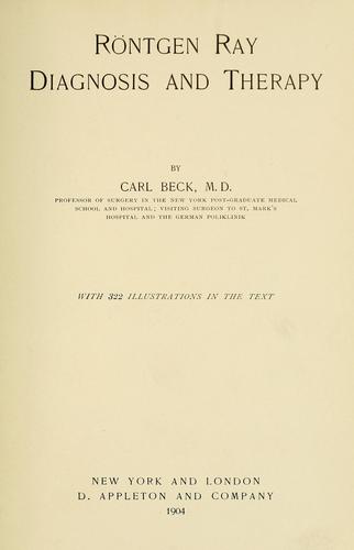 Cover for Röntgen ray diagnosis and therapy