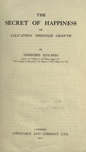 Cover for The secret of happiness
