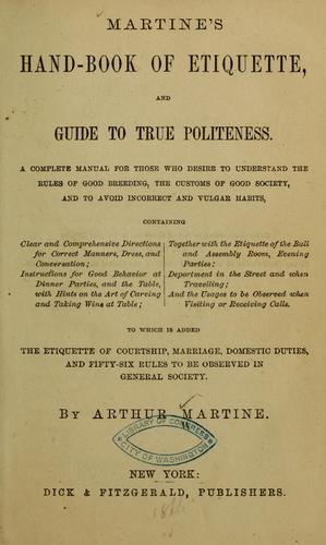 Cover for Martine's hand-book of etiquette
