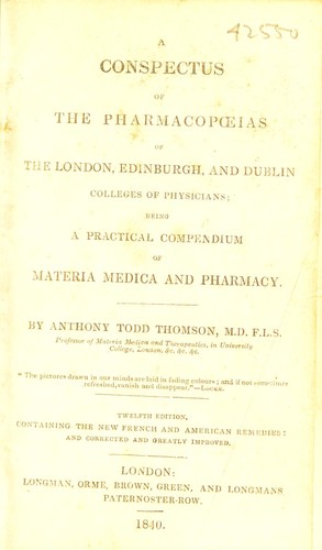 Cover for A conspectus of the pharmacopoeias of the London, Edinburgh, and Dublin colleges ...
