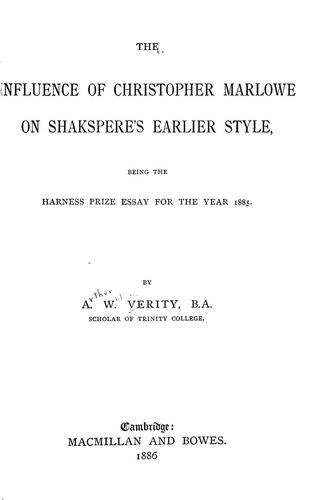 Cover for The influence of Christopher Marlowe on Shakespeare's earlier style