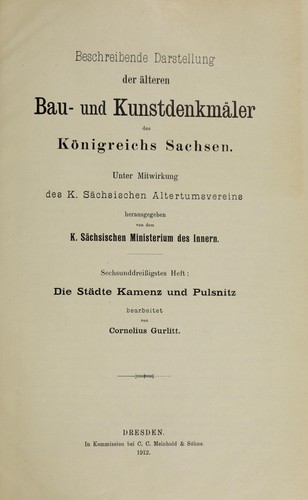 Cover for Die Städte Kamenz und Pulsnitz